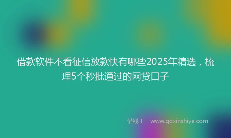 借款软件不看征信放款快有哪些2025年精选，梳理5个秒批通过的网贷口子