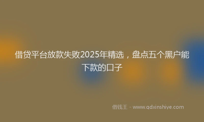 借贷平台放款失败2025年精选,盘点五个黑户能下款的口子