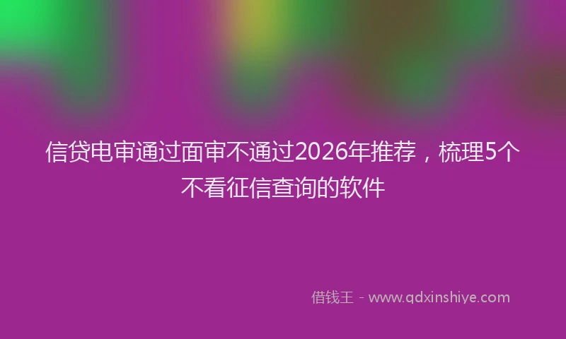 信贷电审通过面审不通过2026年推荐，梳理5个不看征信查询的软件