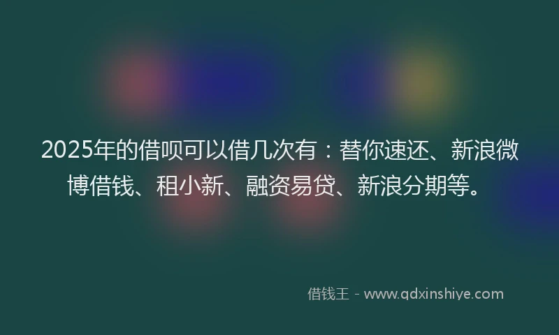 2025年的借呗可以借几次有：替你速还、新浪微博借钱、租小新、融资易贷、新浪分期等。
