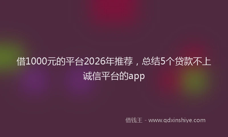 借1000元的平台2026年推荐，总结5个贷款不上诚信平台的app