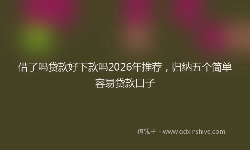 借了吗贷款好下款吗2026年推荐，归纳五个简单容易贷款口子