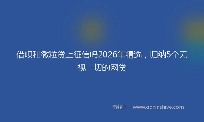 借呗和微粒贷上征信吗2026年精选,归纳5个无视一切的网贷
