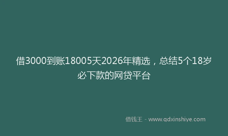 借3000到账18005天2026年精选，总结5个18岁必下款的网贷平台