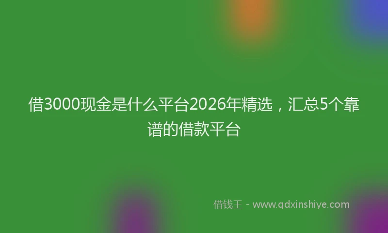 借3000现金是什么平台2026年精选,汇总5个靠谱的借款平台