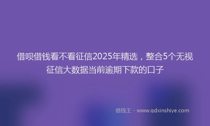 借呗借钱看不看征信2025年精选，整合5个无视征信大数据当前逾期下款的口子