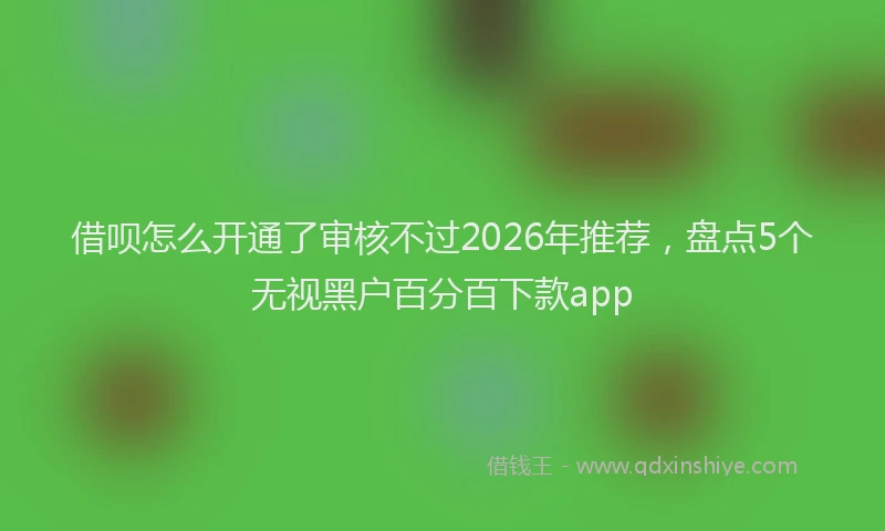 借呗怎么开通了审核不过2026年推荐，盘点5个无视黑户百分百下款app