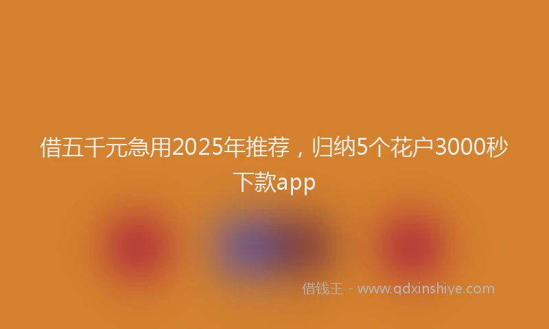 借五千元急用2025年推荐，归纳5个花户3000秒下款app