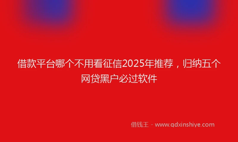 借款平台哪个不用看征信2025年推荐，归纳五个网贷黑户必过软件
