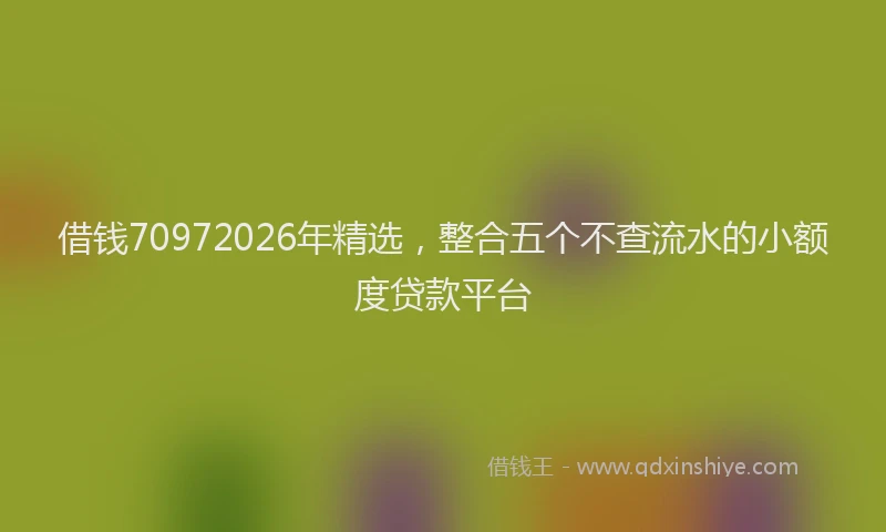 借钱70972026年精选，整合五个不查流水的小额度贷款平台