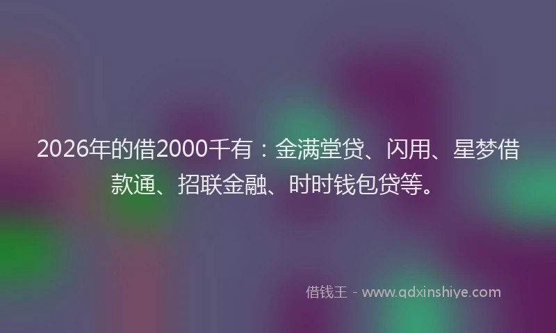 2026年的借2000千有：金满堂贷、闪用、星梦借款通、招联金融、时时钱包贷等。