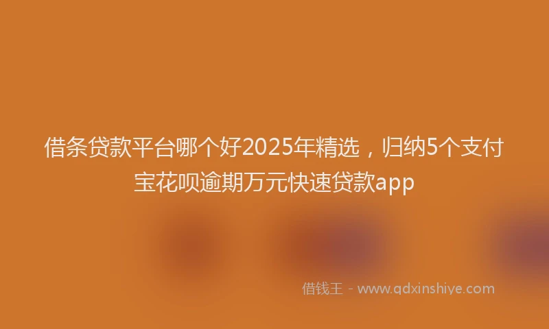 借条贷款平台哪个好2025年精选，归纳5个支付宝花呗逾期万元快速贷款app