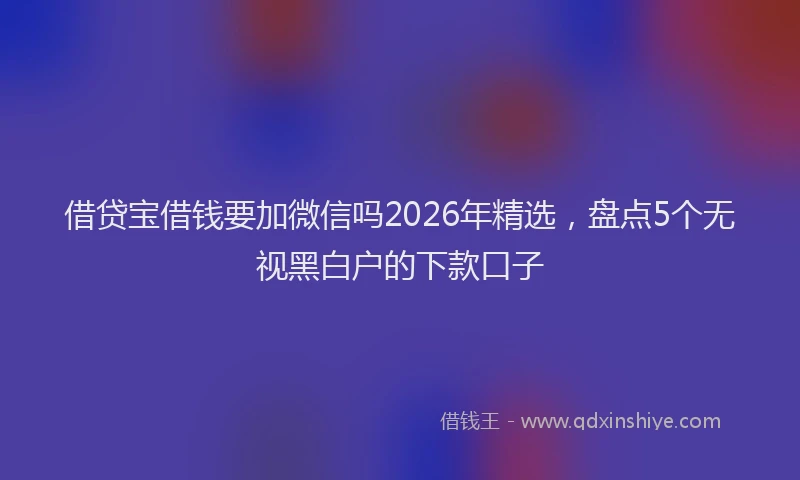 借贷宝借钱要加微信吗2026年精选，盘点5个无视黑白户的下款口子