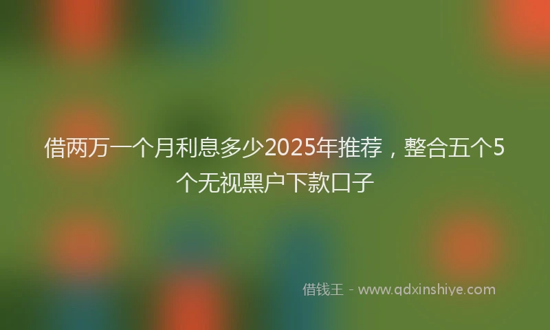 借两万一个月利息多少2025年推荐，整合五个5个无视黑户下款口子