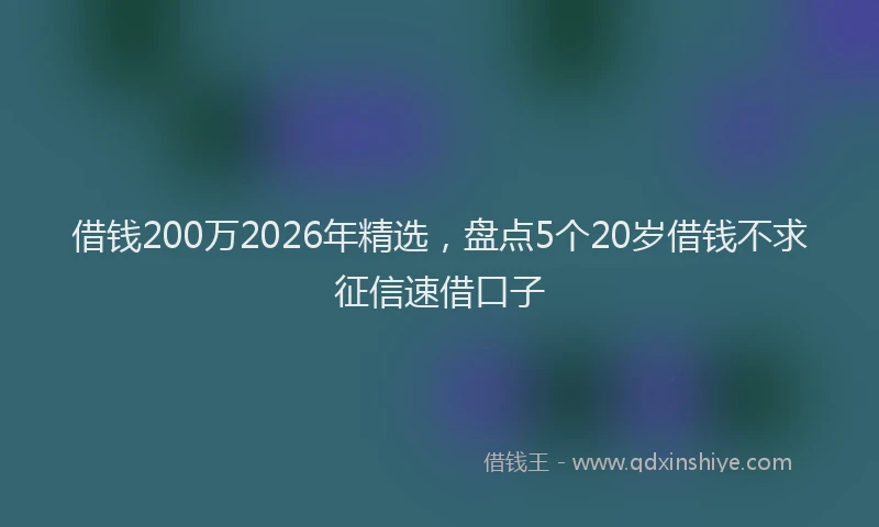 借钱200万2026年精选，盘点5个20岁借钱不求征信速借口子