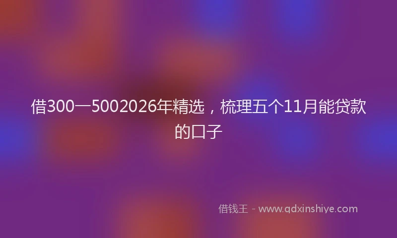 借300一5002026年精选，梳理五个11月能贷款的口子