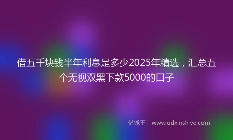 借五千块钱半年利息是多少2025年精选，汇总五个无视双黑下款5000的口子