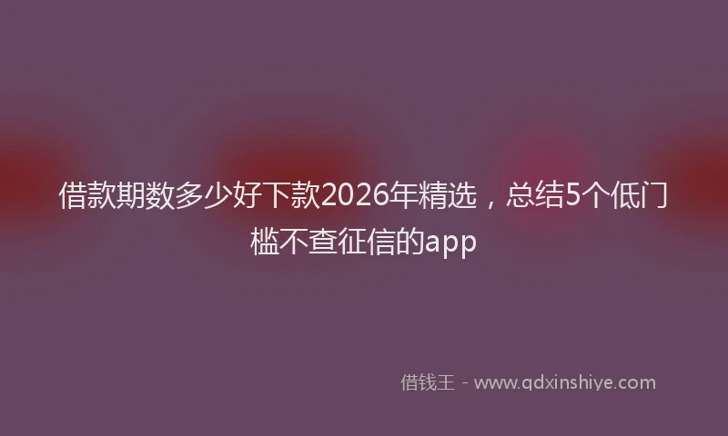 借款期数多少好下款2026年精选，总结5个低门槛不查征信的app