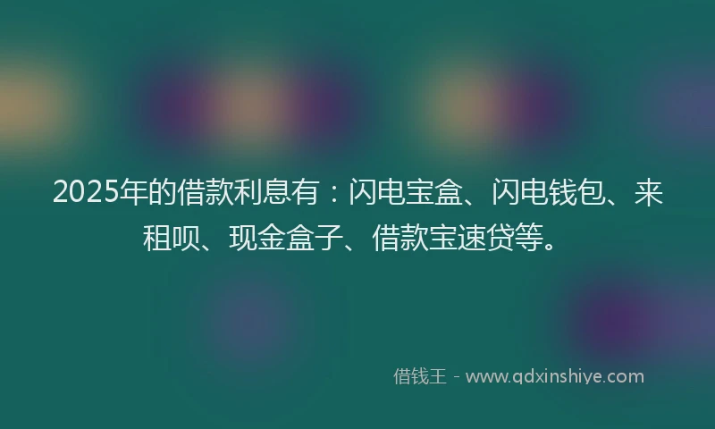 2025年的借款利息有：闪电宝盒、闪电钱包、来租呗、现金盒子、借款宝速贷等。