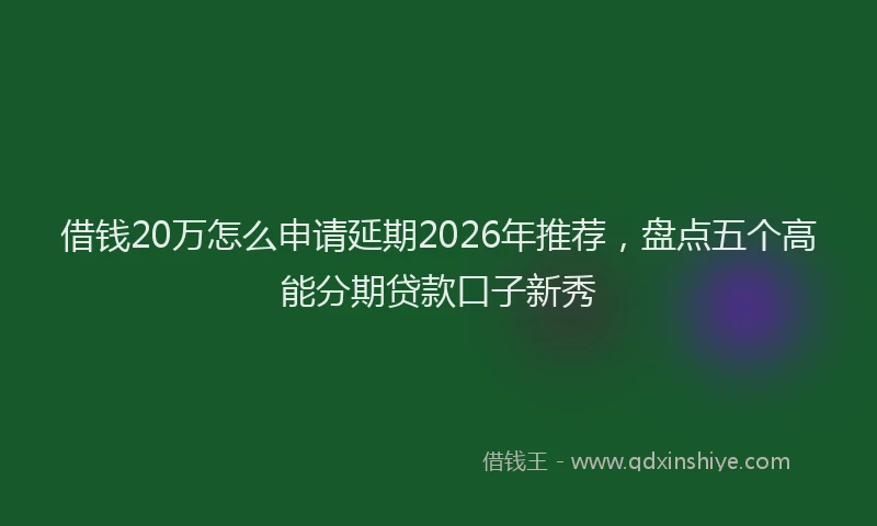借钱20万怎么申请延期2026年推荐,盘点五个高能分期贷款口子新秀