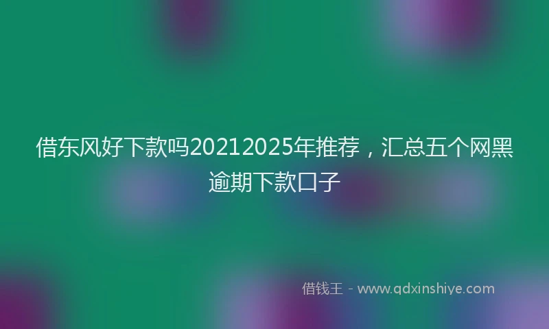 借东风好下款吗20212025年推荐，汇总五个网黑逾期下款口子