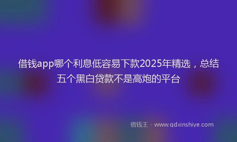 借钱app哪个利息低容易下款2025年精选，总结五个黑白贷款不是高炮的平台