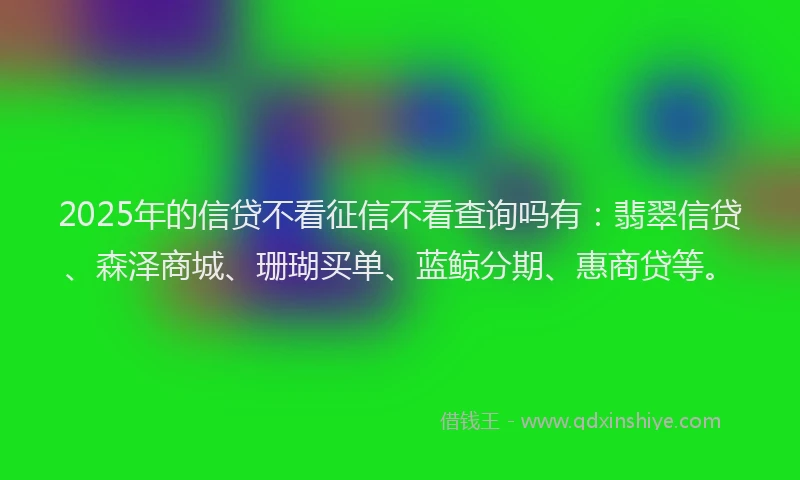 2025年的信贷不看征信不看查询吗有：翡翠信贷、森泽商城、珊瑚买单、蓝鲸分期、惠商贷等。