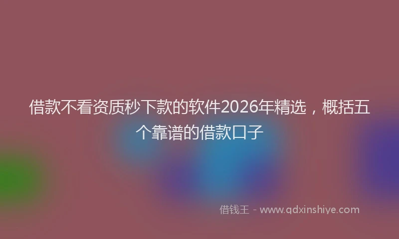 借款不看资质秒下款的软件2026年精选，概括五个靠谱的借款口子