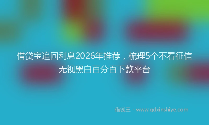 借贷宝追回利息2026年推荐，梳理5个不看征信无视黑白百分百下款平台