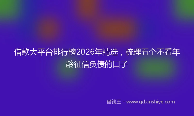借款大平台排行榜2026年精选，梳理五个不看年龄征信负债的口子