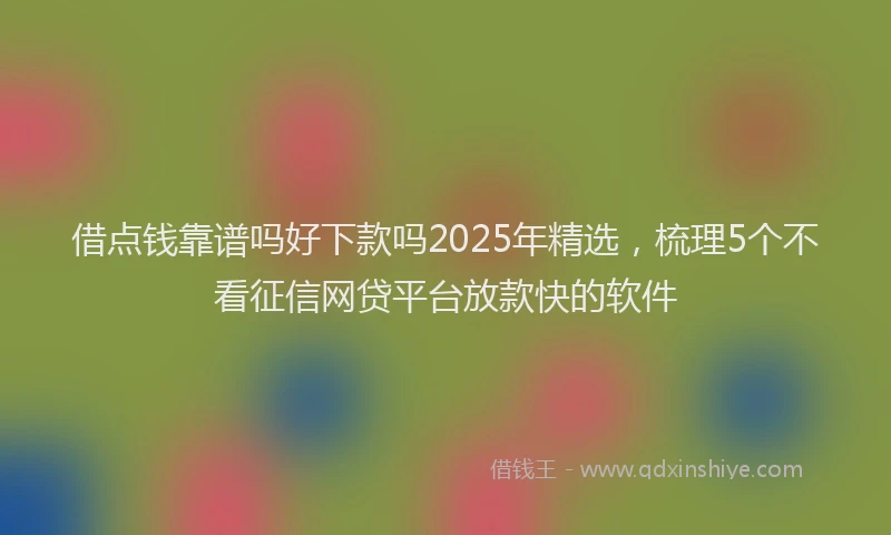 借点钱靠谱吗好下款吗2025年精选，梳理5个不看征信网贷平台放款快的软件