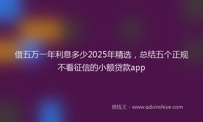 借五万一年利息多少2025年精选，总结五个正规不看征信的小额贷款app
