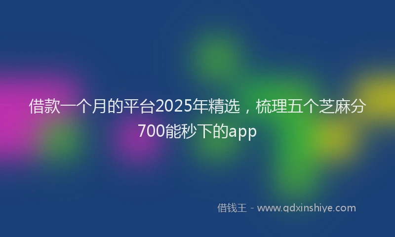 借款一个月的平台2025年精选，梳理五个芝麻分700能秒下的app