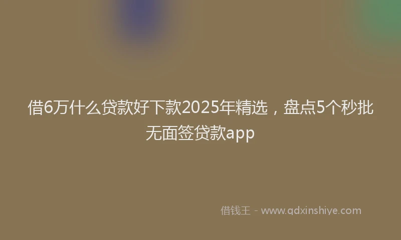 借6万什么贷款好下款2025年精选，盘点5个秒批无面签贷款app