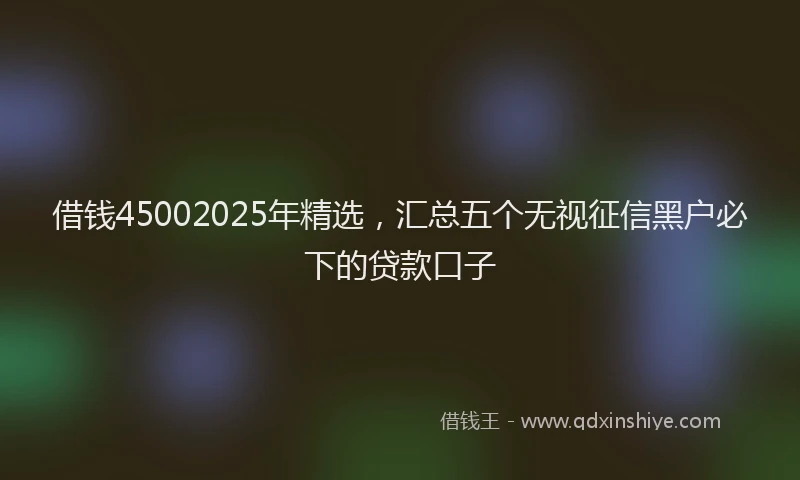 借钱45002025年精选，汇总五个无视征信黑户必下的贷款口子