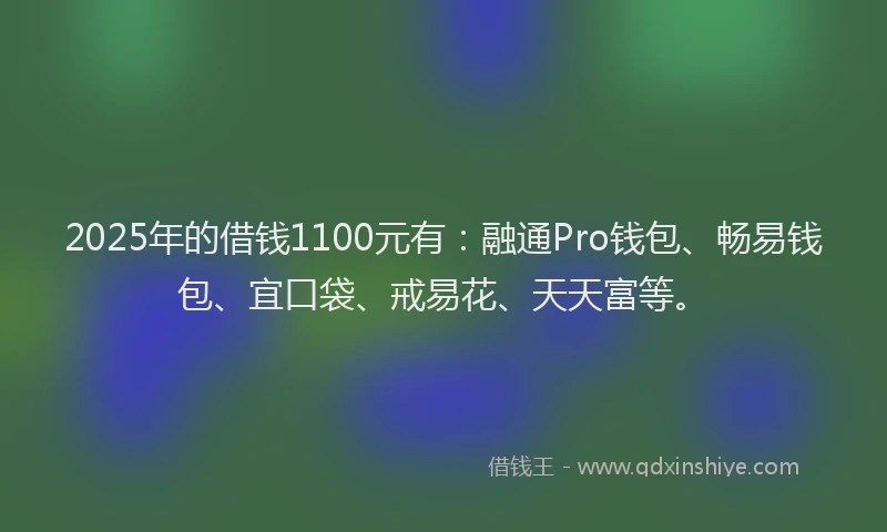 2025年的借钱1100元有：融通Pro钱包、畅易钱包、宜口袋、戒易花、天天富等。