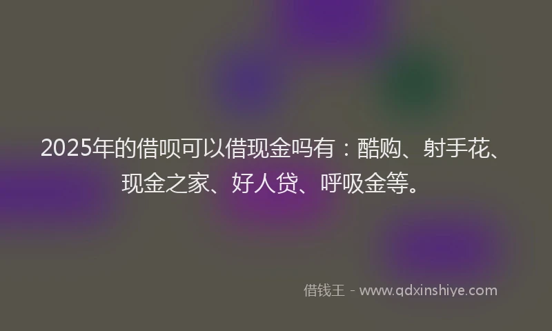 2025年的借呗可以借现金吗有：酷购、射手花、现金之家、好人贷、呼吸金等。