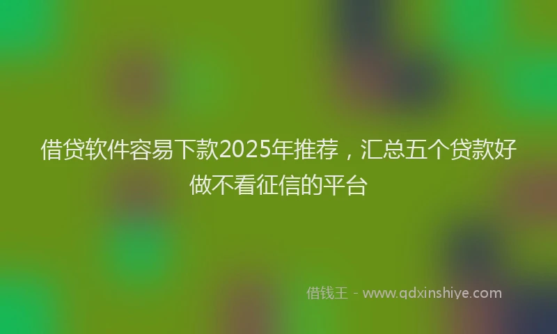 借贷软件容易下款2025年推荐，汇总五个贷款好做不看征信的平台