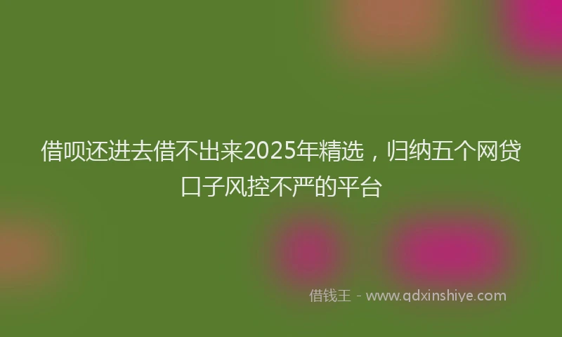 借呗还进去借不出来2025年精选，归纳五个网贷口子风控不严的平台