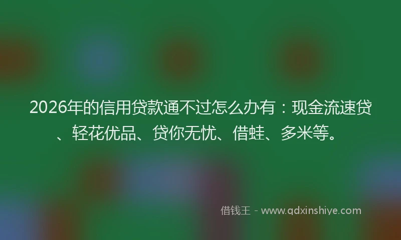 2026年的信用贷款通不过怎么办有：现金流速贷、轻花优品、贷你无忧、借蛙、多米等。