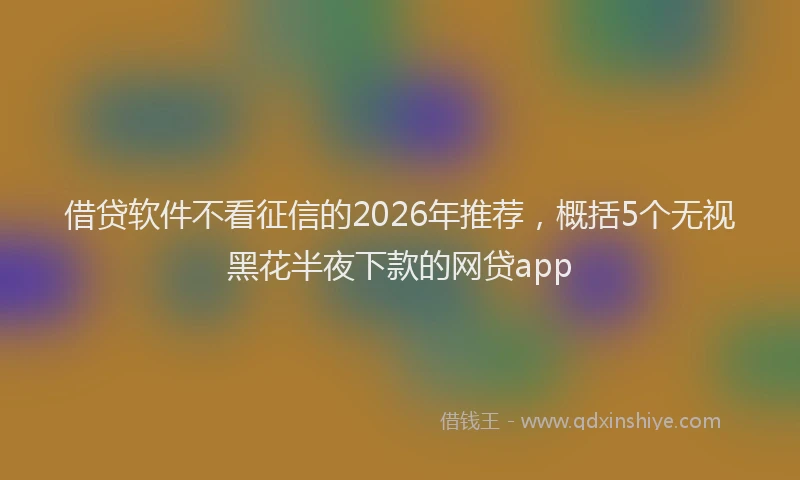 借贷软件不看征信的2026年推荐，概括5个无视黑花半夜下款的网贷app