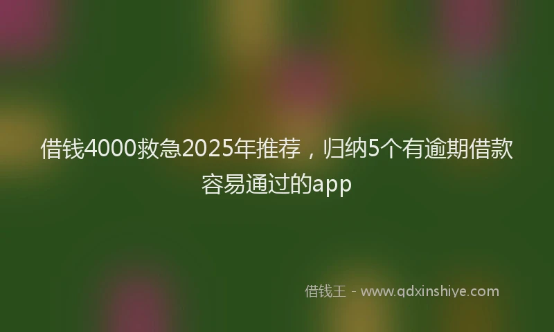 借钱4000救急2025年推荐，归纳5个有逾期借款容易通过的app