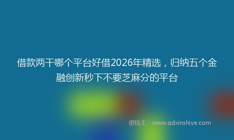 借款两干哪个平台好借2026年精选，归纳五个金融创新秒下不要芝麻分的平台