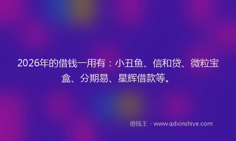 2026年的借钱一用有：小丑鱼、信和贷、微粒宝盒、分期易、星辉借款等。