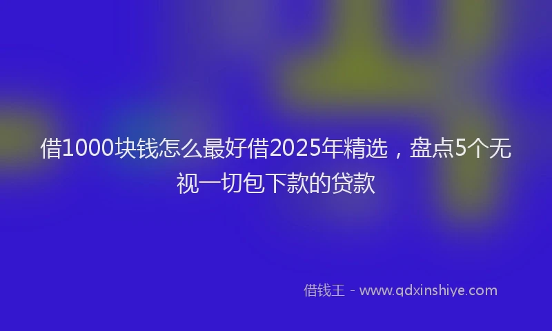 借1000块钱怎么最好借2025年精选，盘点5个无视一切包下款的贷款