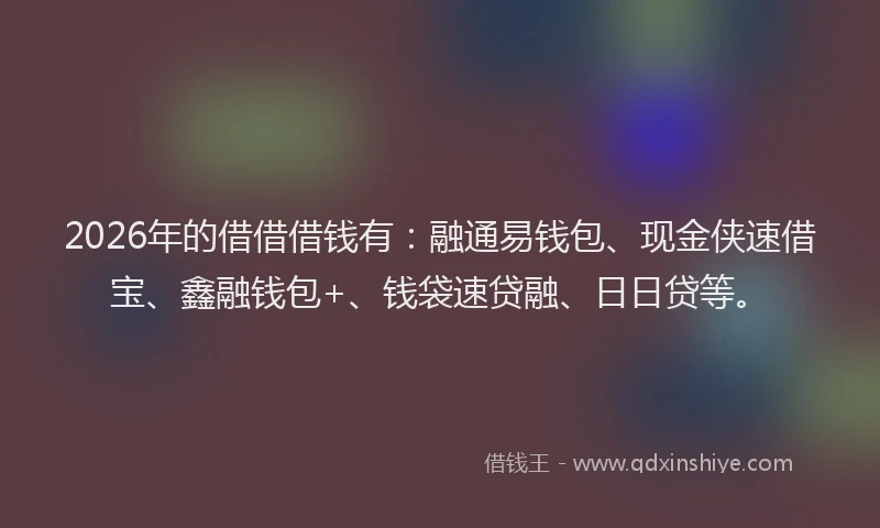 2026年的借借借钱有：融通易钱包、现金侠速借宝、鑫融钱包+、钱袋速贷融、日日贷等。