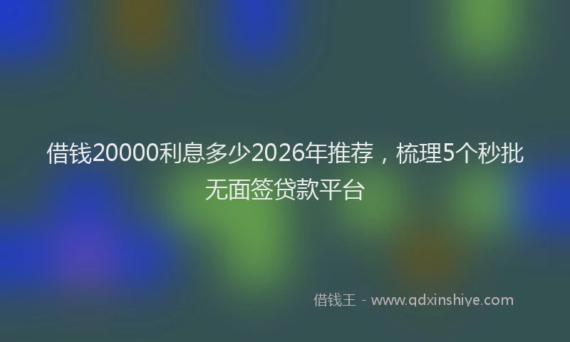 借钱20000利息多少2026年推荐，梳理5个秒批无面签贷款平台
