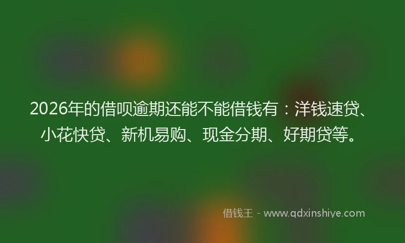 2026年的借呗逾期还能不能借钱有：洋钱速贷、小花快贷、新机易购、现金分期、好期贷等。