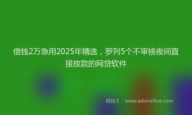 借钱2万急用2025年精选，罗列5个不审核夜间直接放款的网贷软件