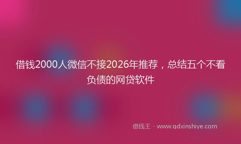 借钱2000人微信不接2026年推荐，总结五个不看负债的网贷软件
